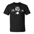面白いパンダ ウエイトリフティング ジム ボディービル 熊 ワーク Tシャツ