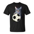 面白い猫サッカーボールグラフィック子猫のスポーツ愛好家のコスチューム Tシャツ