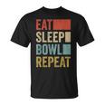 食べる眠るボウルを繰り返す おもしろボウリング Tシャツ