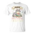 Book Lover Cute Cat Coffee Just 1 More Chapter Cozy Reading T-Shirt