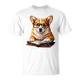 Cute Dog Corgi Reading Book T-Shirt