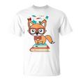 Cute Fox Smart Nerdy 1st Day School Teachers Students Books T-Shirt