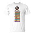 Cute Wiener Dog Dachshund Reading On Pile Of Books T-Shirt