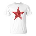 Estrella Roja Envejecida Grunge Estrella Roja De Colorintage Camiseta unisex