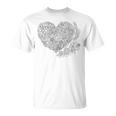 Heart Shaped Adult Coloring Book Style FashionShirt T-Shirt