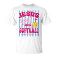 Jesus And Softball Bow Christian Mom Mama Girls Faith Womens T-Shirt Jesus And Softball Bow Christian Mom Mama Girls Faith Womens T-Shirt
