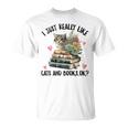 I Just Really Like Cats And Books Cat Watercolor T-Shirt