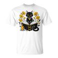 Mystic Cat With Spell Book Candle Flowers Witchcore Men Women Kids T-Shirt Mystic Cat With Spell Book Candle Flowers Witchcore Men Women Kids T-Shirt