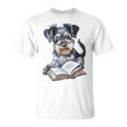 Nerdy Schnauzer Dog Book Lover Glasses Cute Pet For Men Women Kids T-Shirt