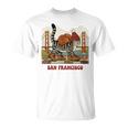 San Francisco Cat Tshirt Golden Gates Bridge Reading Books T-Shirt