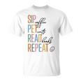 Sip Coffee Pet Cats Read Books Repeat Book Cat Lover T-Shirt Sip Coffee Pet Cats Read Books Repeat Book Cat Lover T-Shirt