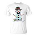 Snowman Book Stack Librarian Book Lover Christmas T-Shirt