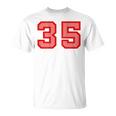 クールなレトロなレタリングジャージバックナンバー35 Thirtyfive Tシャツ