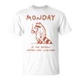 コーヒーが発明された理由は月曜日 少し憂鬱なアライグマ Tシャツ
