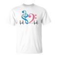 ツートーン 低音記号 ハート Ekg ウェーブ シアン&バブルガム ピンク Tシャツ