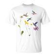 ハチドリと花のtシャツ Tシャツ