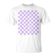 パープルラベンダーチェッカーボード Tシャツ