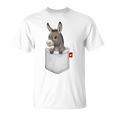 ポケットの中のロバのぞくかわいい動物のロバ Tシャツ