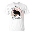 ライフ・イズ・ベターシェットランド・シープドッグ・シェルティ・レインボー・ドッグ・マム Tシャツ