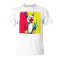 ラマ ダブルピース レトロ ポップ キャラクター グラフィック サイン ジェスチャー Tシャツ
