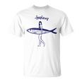 レトロな魚モチーフのガールイラスト シンプルな海風アートデザイン Tシャツ