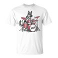 ヴィンテージジャーマンシェパード犬の演奏ドラム。 Tシャツ