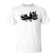 九尾の狐 キツネ 妖怪 和風 水墨画 シルエット Tシャツ