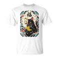 日本の浮世絵 黒子猫 鬼 マスク 魚 ハッピーチャンス アート Tシャツ
