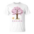 柴犬 和 桜 桜 花 木 春 Tシャツ