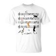 楽しい 猫 登る トランプ 楽譜 猫の音符 Tシャツ