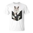 猫好き ラグドール 猫 ポケット入り Tシャツ