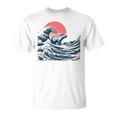 神奈川沖のビッグウェーブでサーフィンをするサーファーのカピバラ Tシャツ