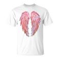 背面にグラフィックデザインの天使の羽。 Tシャツ