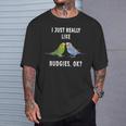 2つのセキセイインコ、面白いことわざ、楽しい、セキセイインコ Tシャツ 彼への贈り物