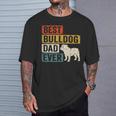 Best Bulldog Dad Ever レトロ ヴィンテージ ブルドッグデザイン Tシャツ 彼への贈り物
