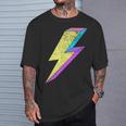 Bunte Retro-Blitz Grafik 70Er 80Er 90Er Jahre T-Shirt Geschenke für Ihn