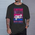 Caution Iwing Both Ways バイセクシャル プライド ジョーク Tシャツ 彼への贈り物