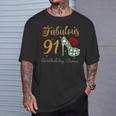 Fabulous Queen 91歳の誕生日クルーパーティ隊のお祝い 長袖tシャツ Tシャツ 彼への贈り物