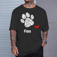 Finn Dog Paw Best Puppy Dog Finn Dog Lover Tシャツ 彼への贈り物