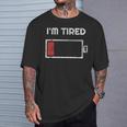 I'm Tired Low Battery 空の電話シンボル Tシャツ 彼への贈り物