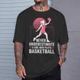 Hoops Never Underestimate A Girl Who Playing Basketball Tシャツ 彼への贈り物