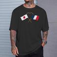 Japanese Flag France Flag フランス遺産 フランスのルーツ 日本の国旗 フランスの国旗 Tシャツ 彼への贈り物
