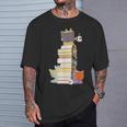 Kawaii Cats Books Coffee T-Shirt Gifts for Him Kawaii Cats Books Coffee T-Shirt Gifts for Him