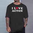 I Love Acton マッチング ガールフレンド&ボーイフレンド アクトン名 長袖tシャツ Tシャツ 彼への贈り物