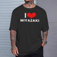I Love Miyazaki 愛 ハート 宮崎 宮崎県 日本 お土産 かわいい おしゃれ Tシャツ 彼への贈り物