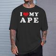 I Love My Ape アイ・ラブ・マイ・エイプ、アイ・ハート・マイ・エイプ 長袖tシャツ Tシャツ 彼への贈り物