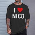 I Love Nico ハート アンティーク調 Tシャツ 彼への贈り物