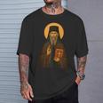 Orthodox Icon Of Seraphim Rose Holding The Holy Book T-Shirt Gifts for Him