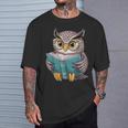Owl Reading A Book Owls Wearing Glasses Librarian T-Shirt Gifts for Him Owl Reading A Book Owls Wearing Glasses Librarian T-Shirt Gifts for Him