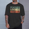 Paz Amor Matemáticasintage Matemáticas Nerd Retro Divertido Matemáticas Profesor Camiseta unisex Regalos para él